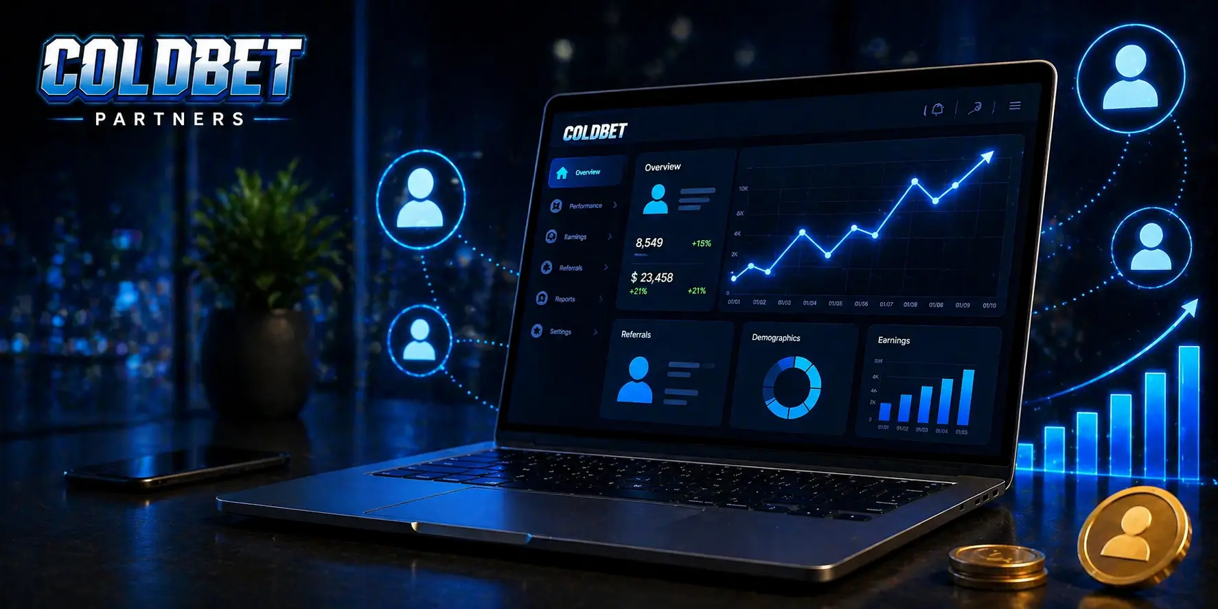 Coldbet Partners affiliate dashboard - real-time stats and earnings